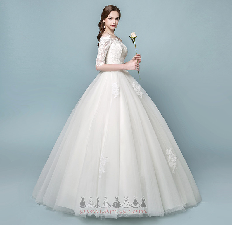 Natural Midje Usynlig ermer Snøring Lace Elegante A-formet Bryllupskjole