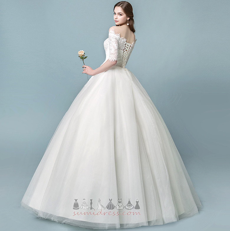 Natural Midje Usynlig ermer Snøring Lace Elegante A-formet Bryllupskjole