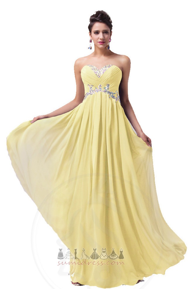 Natural Midje Uten Ermer Elegante Draped Gulvlengde Chiffon kvelds kjole