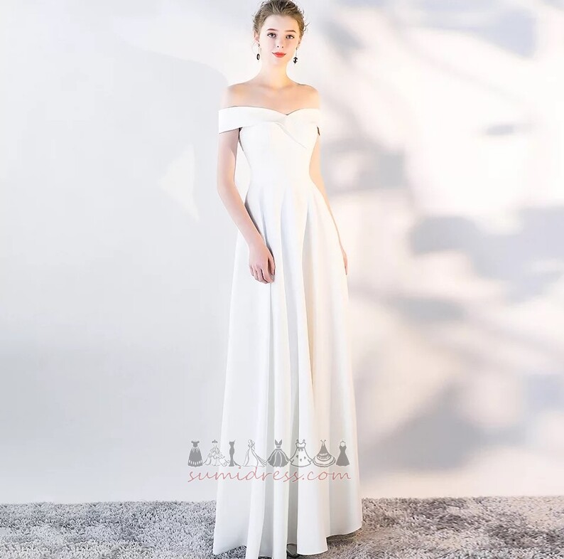 Natural Waist A Line Off Shoulder Simple Floor Length Summer Evening Dress