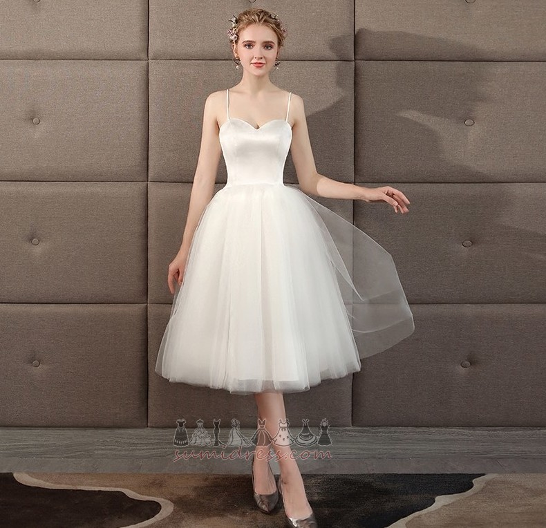 Natural Waist A-Line Tiered Knee Length Lace-up Simple Wedding Dress