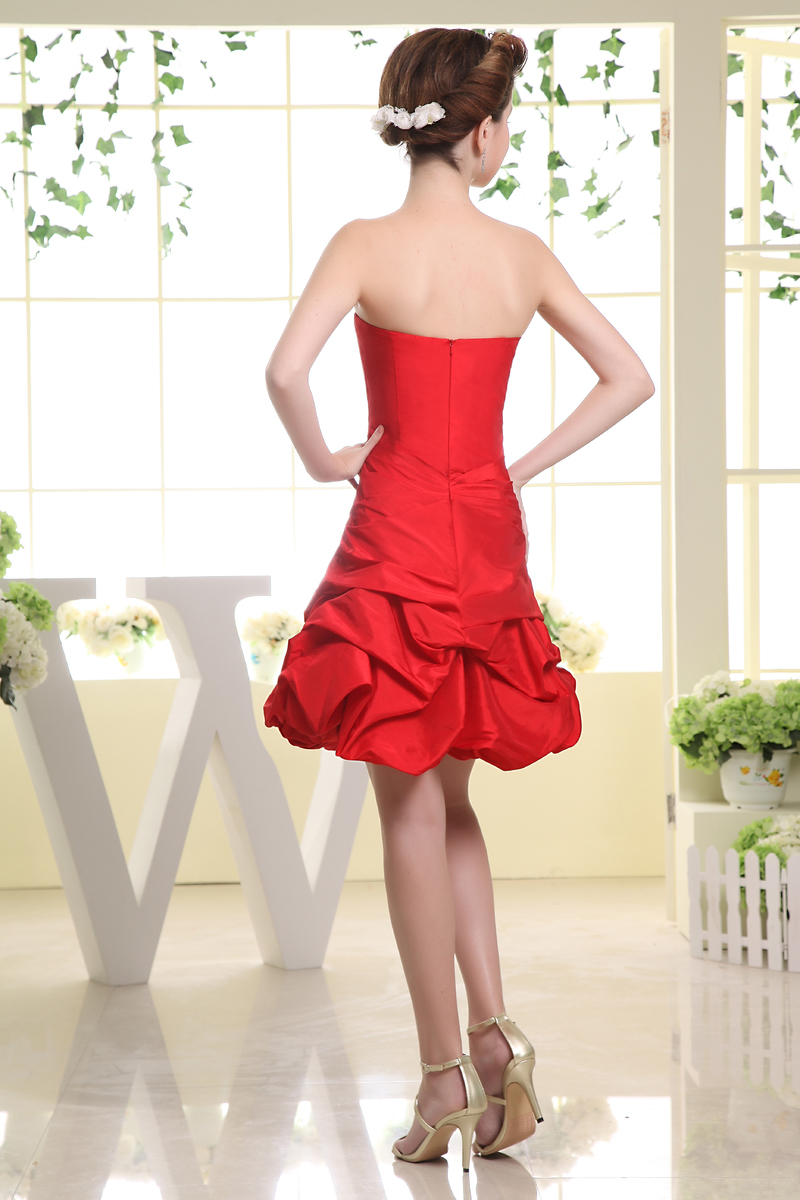 Natural Waist Accented Rosette A-Line Summer Triangle pleat Wedding Cocktail Dress