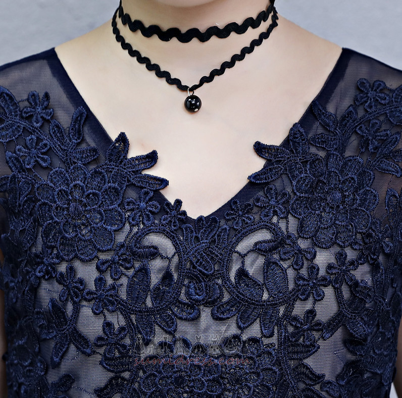 Natural Waist Ankle Length Zipper V-Neck Lace Lace Flower Girl Dress