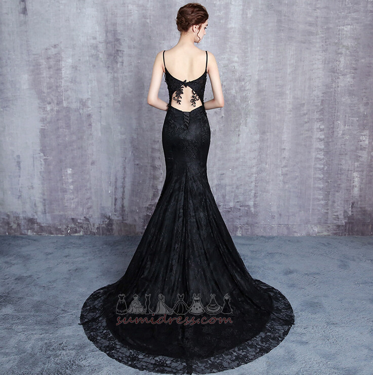 Natural Waist Applique Mermaid Backless Fall Elegant Prom Dress