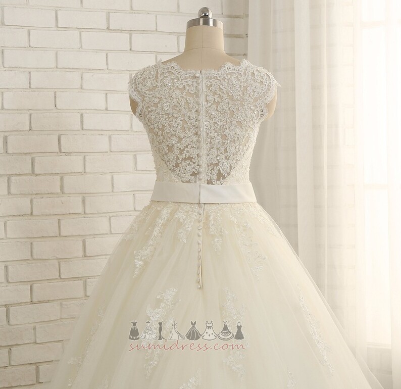 Natural Waist Beading A-Line Lace Court Train Formal Wedding skirt