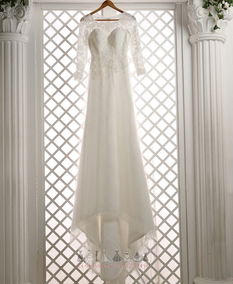 Natural Waist Beading Pear T-shirt V-Neck Lace Wedding Dress