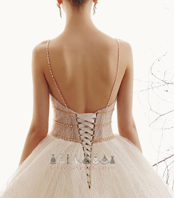 Natural Waist Binding A-Line Tulle Sexy Court Train Wedding Dress