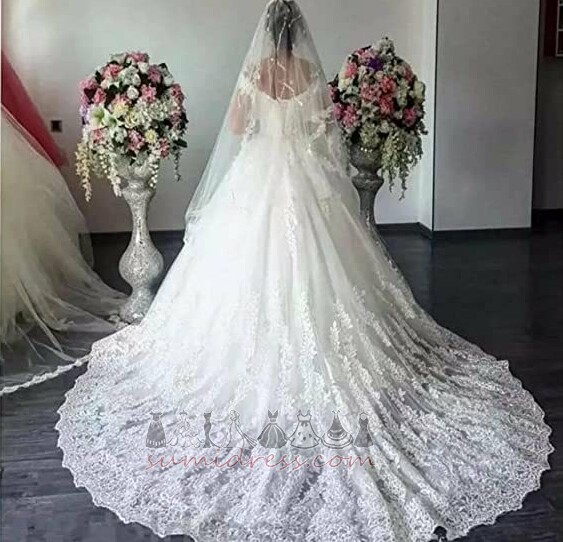 Natural Waist Capped Sleeves Dew shoulder A-Line Vintage Lace Wedding skirt