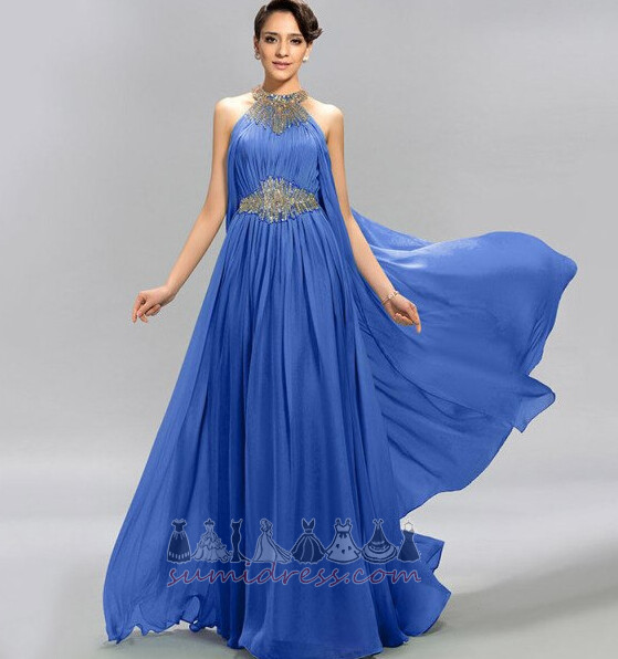 Natural Waist Chiffon Zipper Up Elegant Jewel A-Line Evening gown