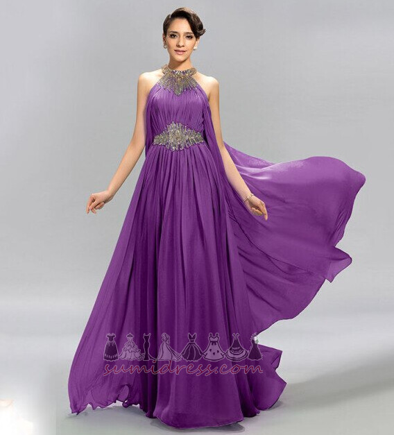 Natural Waist Chiffon Zipper Up Elegant Jewel A-Line Evening gown