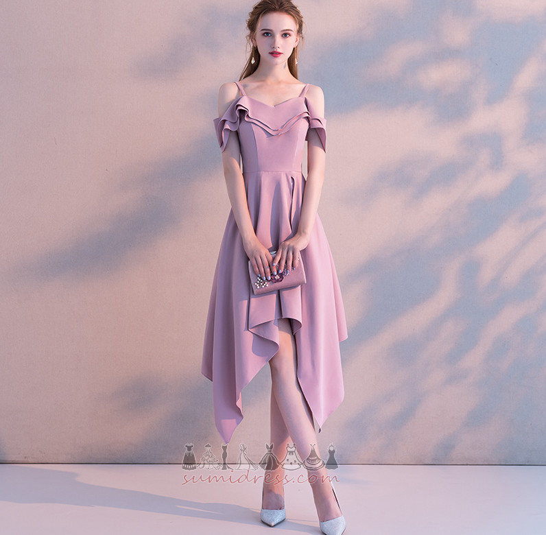 Natural Waist Draped Capped Sleeves Spaghetti Straps Zipper Up Cocktail Dress