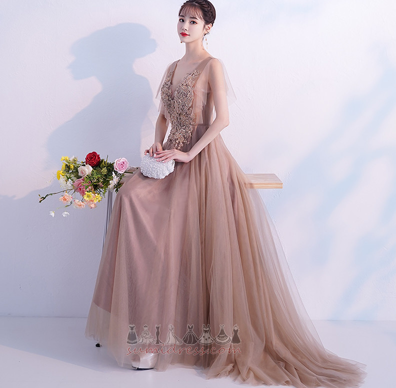Natural Waist Elegant Binding Summer Lace A-Line Prom Dress