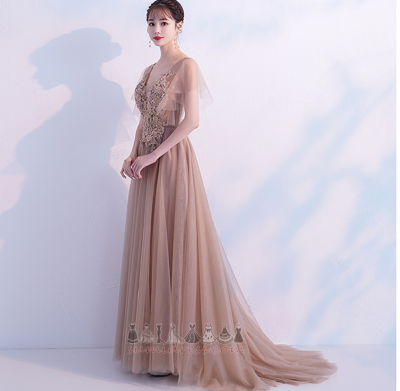 Natural Waist Elegant Binding Summer Lace A-Line Prom Dress