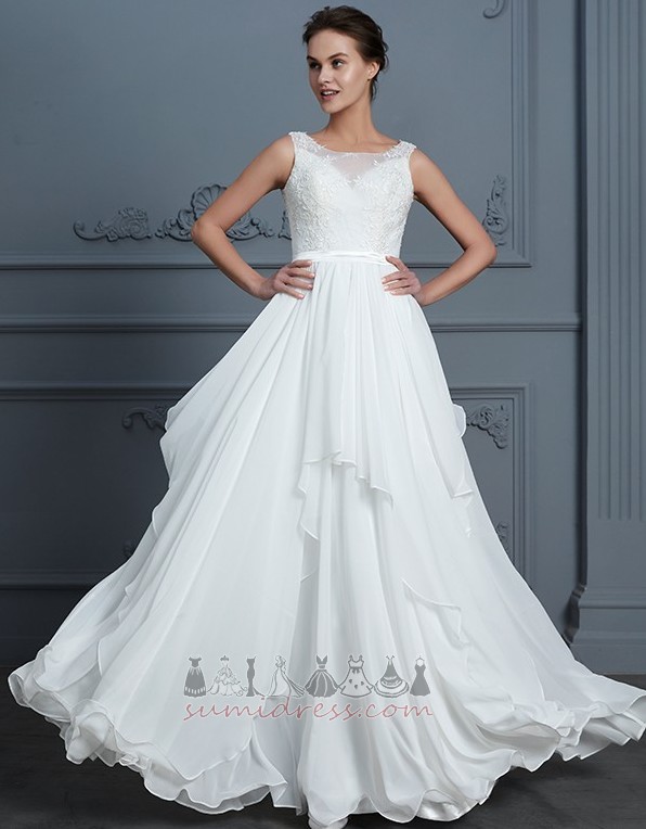 Natural Waist Elegant Sleeveless Medium Chiffon Spring Wedding Dress