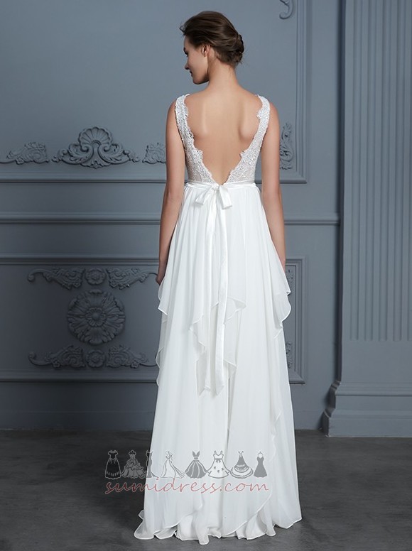 Natural Waist Elegant Sleeveless Medium Chiffon Spring Wedding Dress