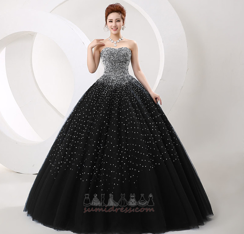 Natural Waist Floor Length Backless Formal Sequined Bodice Strapless Prom Dress