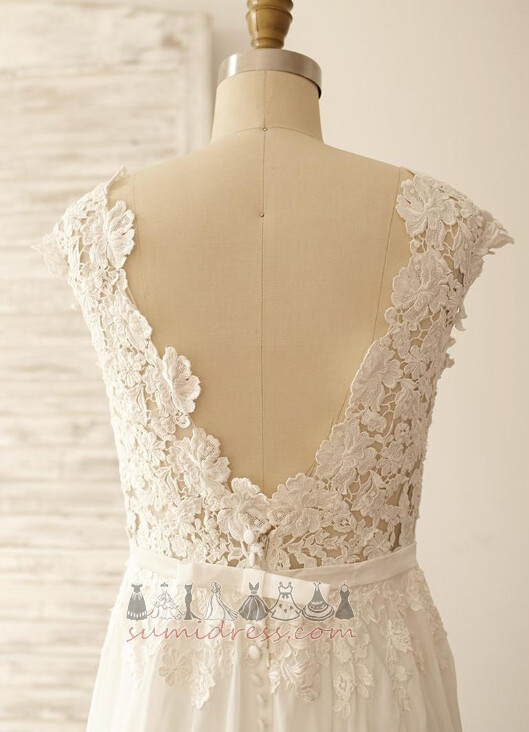 Natural Waist Floor Length Elegant Applique Beach A-Line Wedding gown
