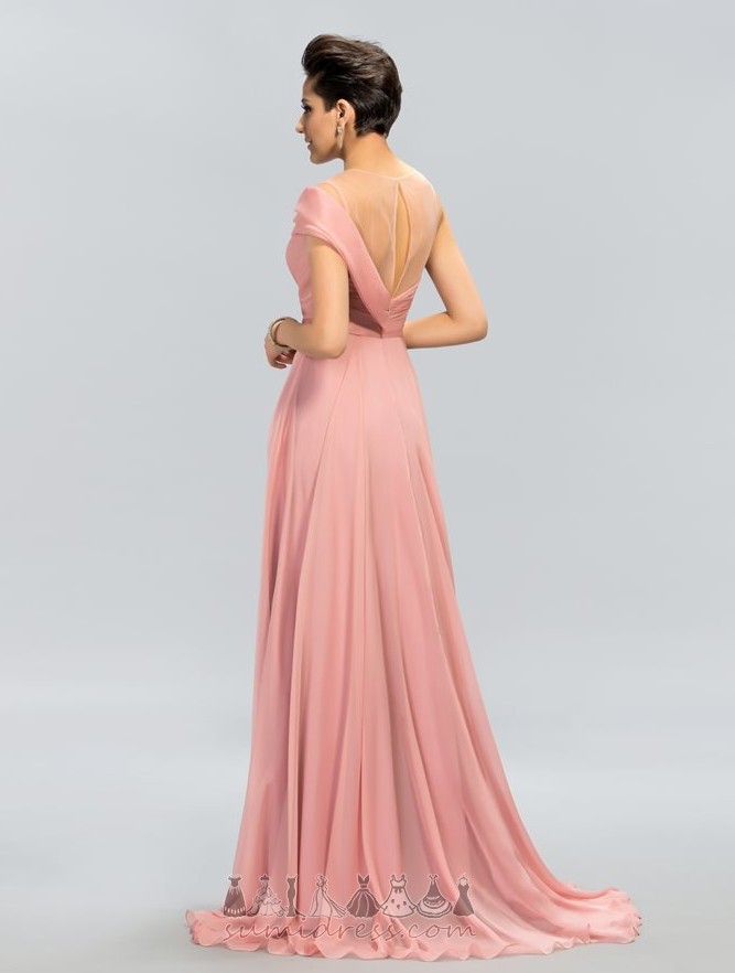 Natural Waist Floor Length Fall Sleeveless Keyhole Back Chiffon Prom Dress