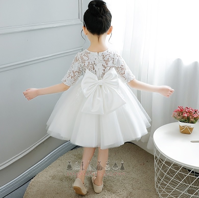 Natural Waist Half Sleeves knot Show/Performance A-Line Voile Flower Girl gown
