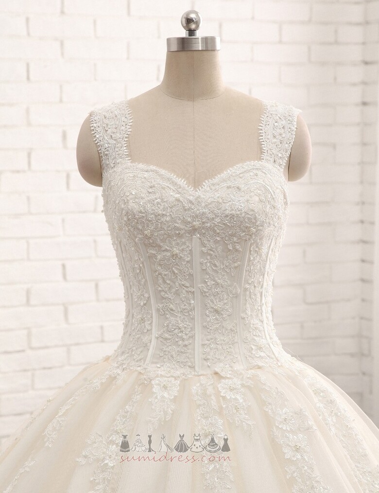 Natural Waist Hall Sleeveless Formal Lace A-Line Wedding Dress