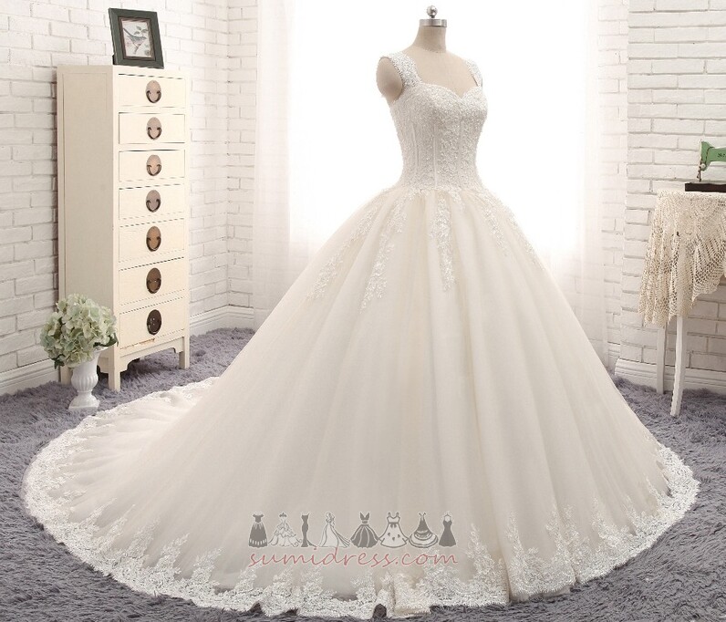 Natural Waist Hall Sleeveless Formal Lace A-Line Wedding Dress