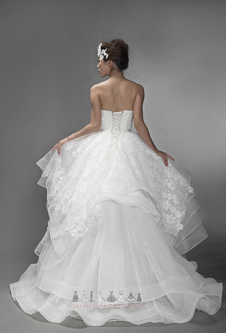 Natural Waist Hemline Asymmetrical Sleeveless Strapless Cascading Wedding gown