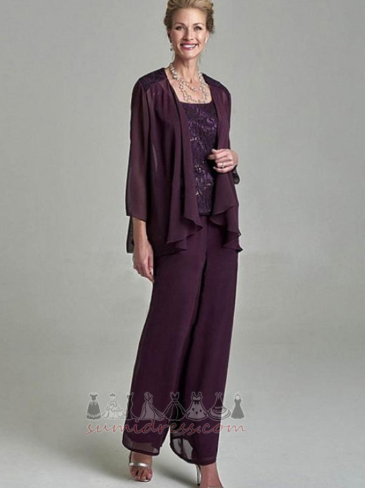 Natural Waist High Covered Winter Draped With Pants T-shirt Pants Suit Mother Dresses