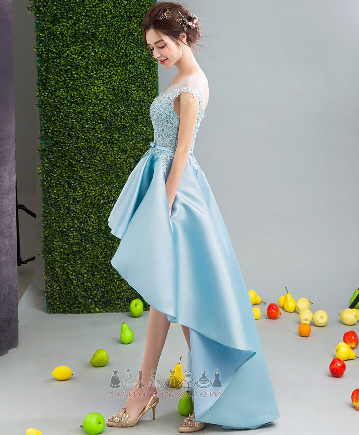 Natural Waist High Low Hemline Asymmetrical Accented Bow Asymmetrical Cocktail Dress