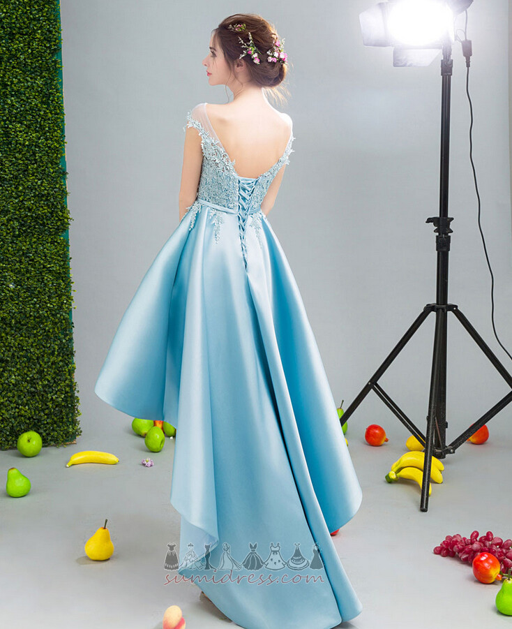 Natural Waist High Low Hemline Asymmetrical Accented Bow Asymmetrical Cocktail Dress