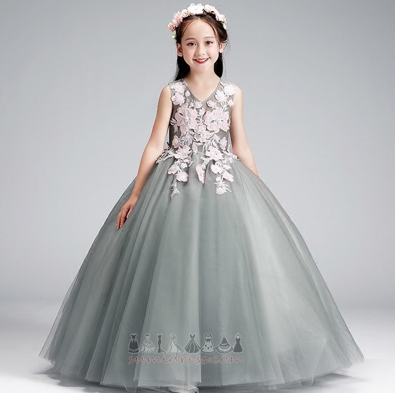 Natural Waist Holiday Tulle Ankle Length Formal Zipper Up First Communion Dress