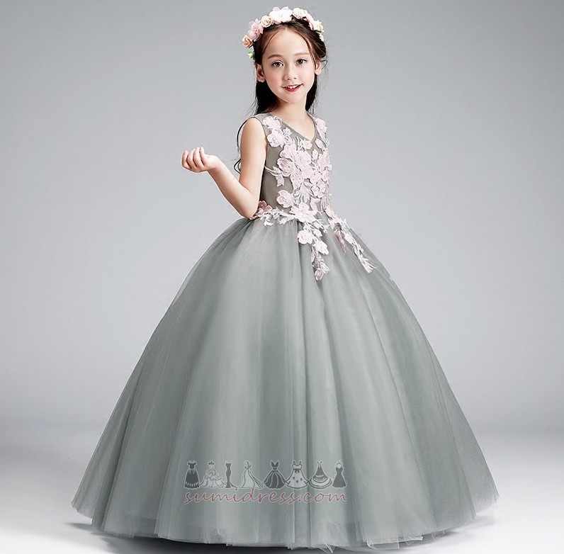 Natural Waist Holiday Tulle Ankle Length Formal Zipper Up First Communion Dress