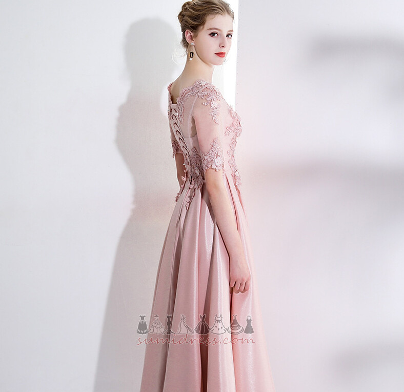 Natural Waist Inverted Triangle Summer Ankle Length A-Line Lace-up Evening Dress