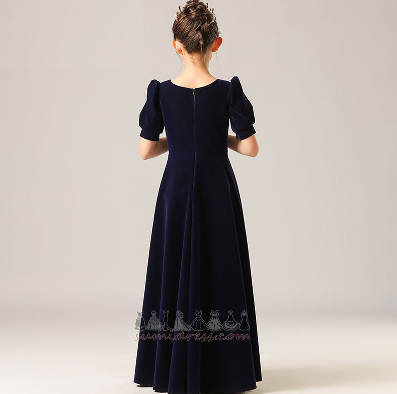 Natural Waist Jewel A-Line Floor Length Zipper Up Medium Flower Girl Dress