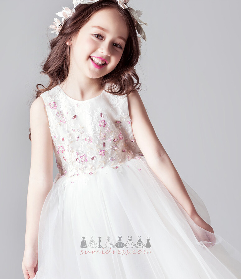 Natural Waist Jewel Ball Multi Layer A-Line Jewel Bodice Little girl dress