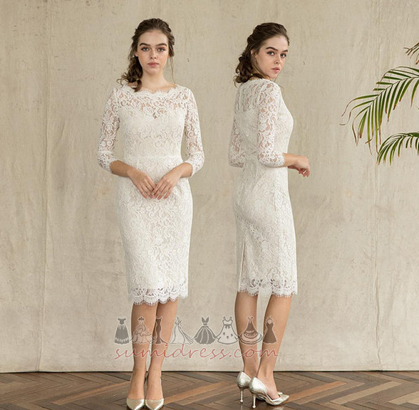 Natural Waist Knee Length Outdoor Jewel Zipper Up Lace Wedding Dress