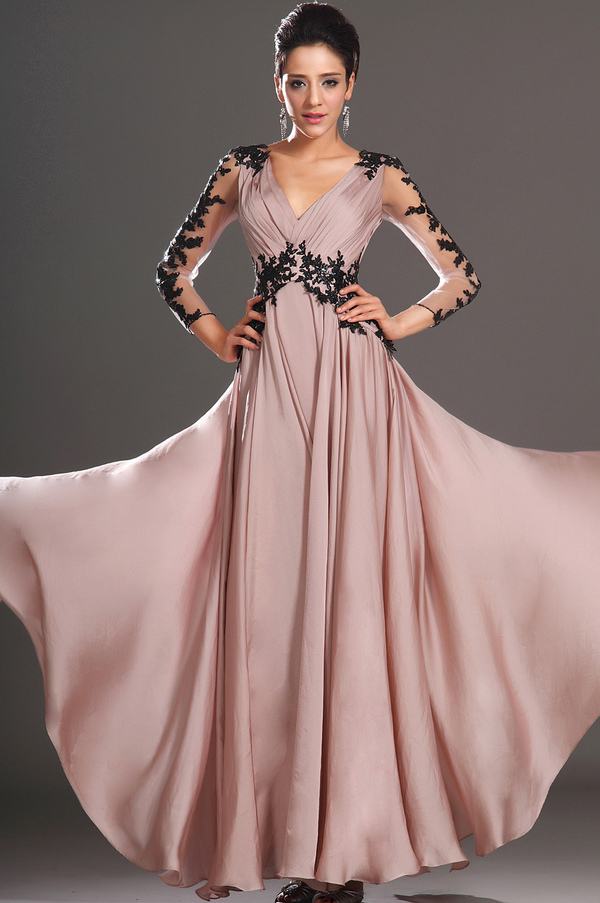 Natural Waist Lace Elegant Sheath Chiffon Medium Evening Dress