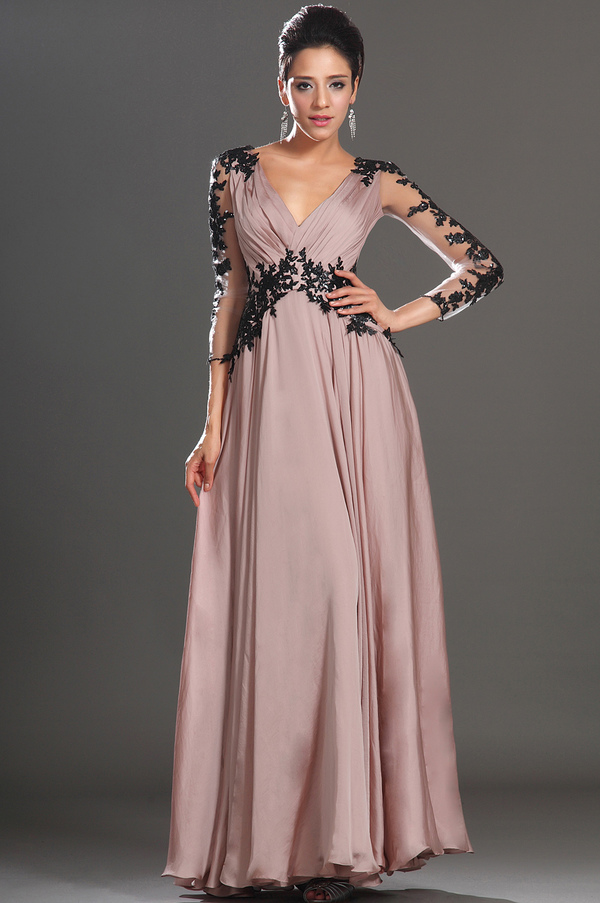 Natural Waist Lace Elegant Sheath Chiffon Medium Evening Dress