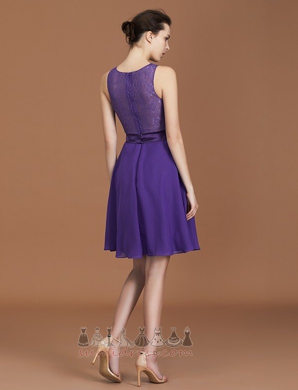 Natural Waist Lace Lace Zipper Up Elegant Knee Length Bridesmaid Dress