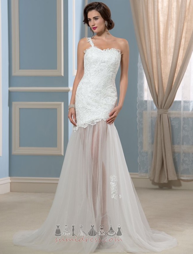 Natural Waist Lace One Shoulder Mermaid Long Elegant Wedding Dress