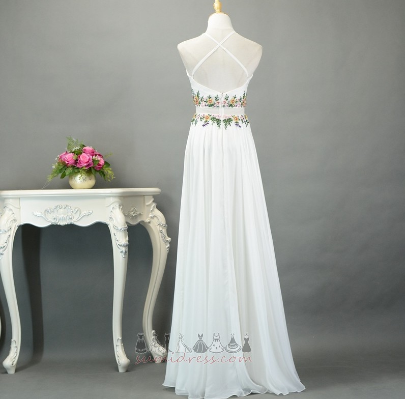 Natural Waist Lace Overlay Elegant Floor Length Zipper Up Chiffon Evening Dress