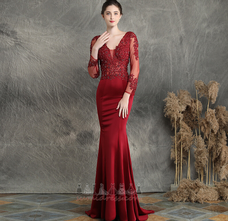 Natural Waist Lace Overlay Floor Length Illusion Sleeves Chic Petite Evening Dress