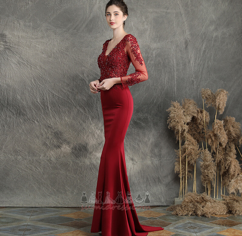 Natural Waist Lace Overlay Floor Length Illusion Sleeves Chic Petite Evening Dress