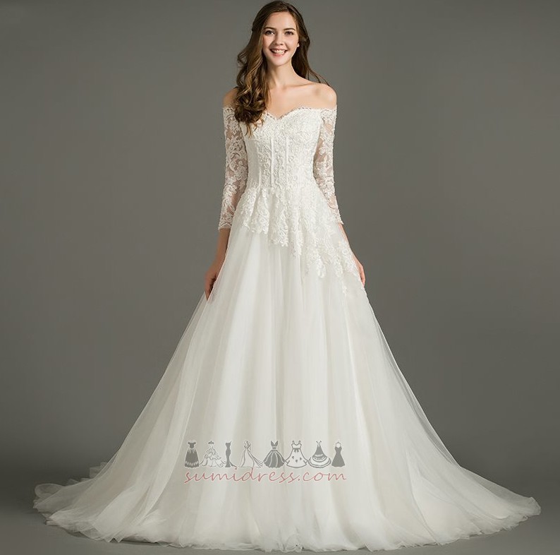 Natural Waist Lace Overlay Zipper Up Church Floor Length A-Line Wedding Dress