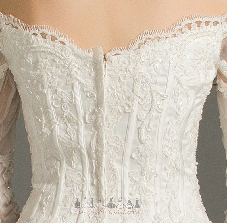 Natural Waist Lace Overlay Zipper Up Church Floor Length A-Line Wedding Dress