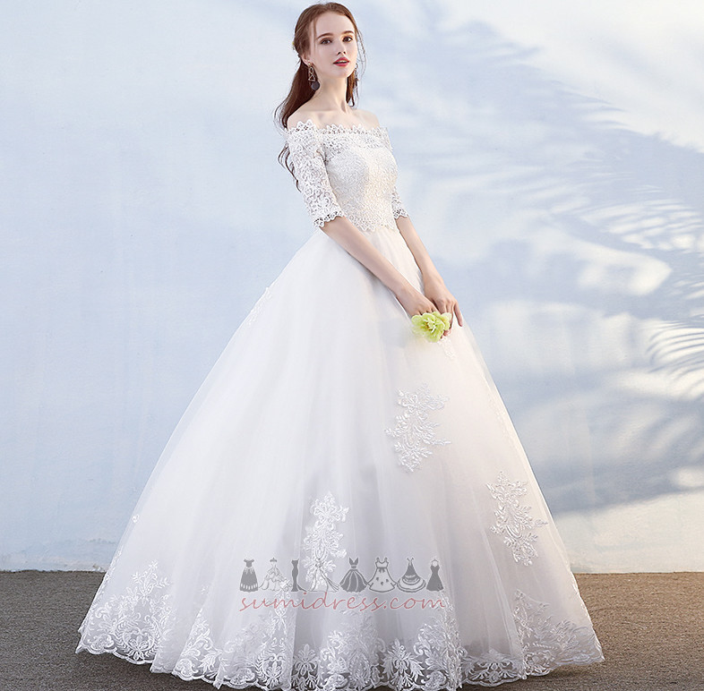 Natural Waist Lace-up Short Sleeves Floor Length Formal T-shirt Wedding Dress