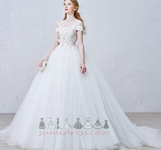 Natural Waist Long Off Shoulder Fall Formal Applique Wedding gown
