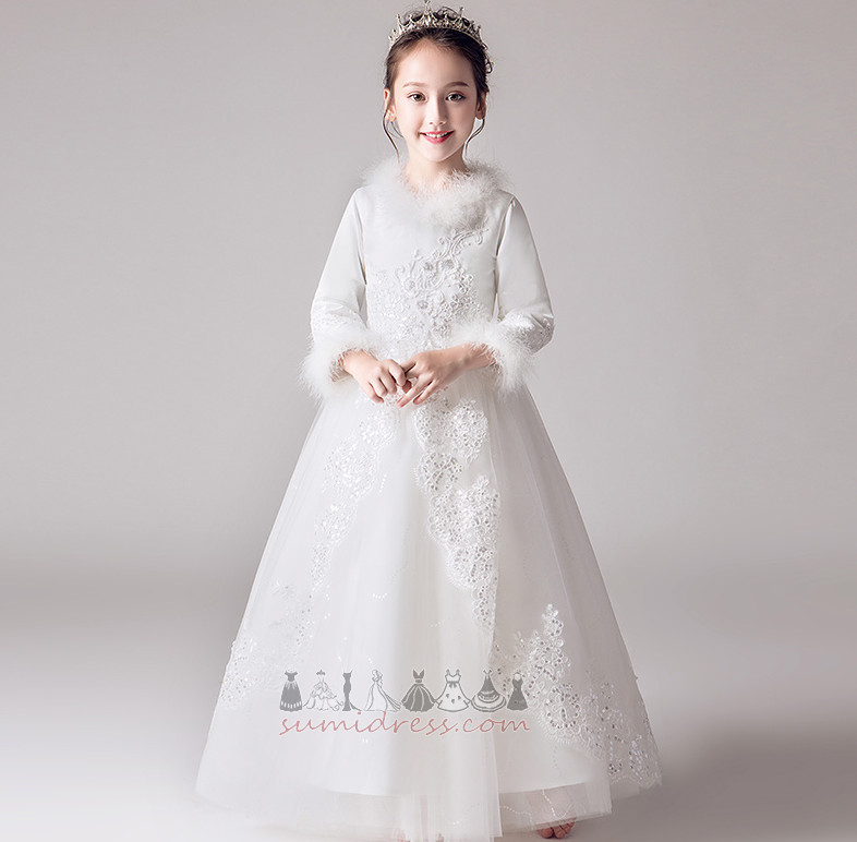 Natural Waist Long Sleeves V-Neck A-Line Ankle Length Medium Little girl dress