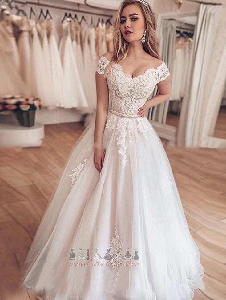 Natural Waist Outdoor Elegant Capped Sleeves Draped Floor Length Wedding Dress