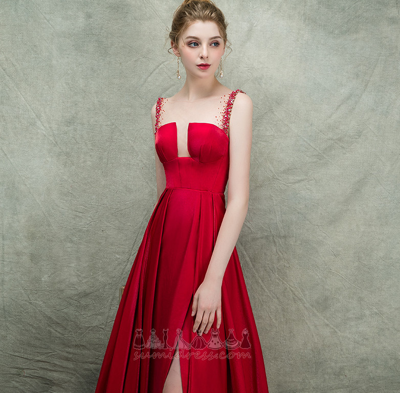 Natural Waist Satin Formal Inverted Triangle Winter Sweep Train Evening Dress