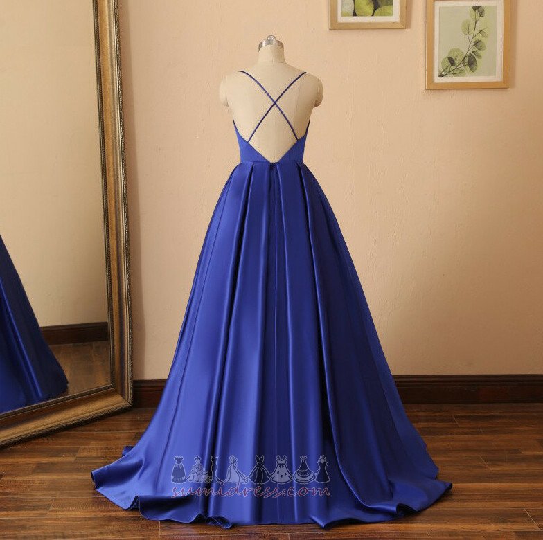 Natural Waist Satin Long Backless A-Line Simple Prom gown